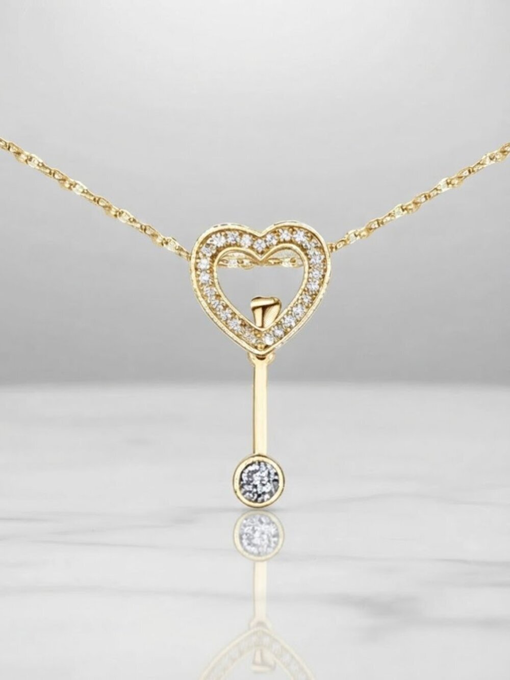 Elegant Heart Drop Necklace - Picture 3 of 8
